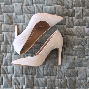 New York & Company Blush Croc-Embossed Pointed Stiletto Pumps
